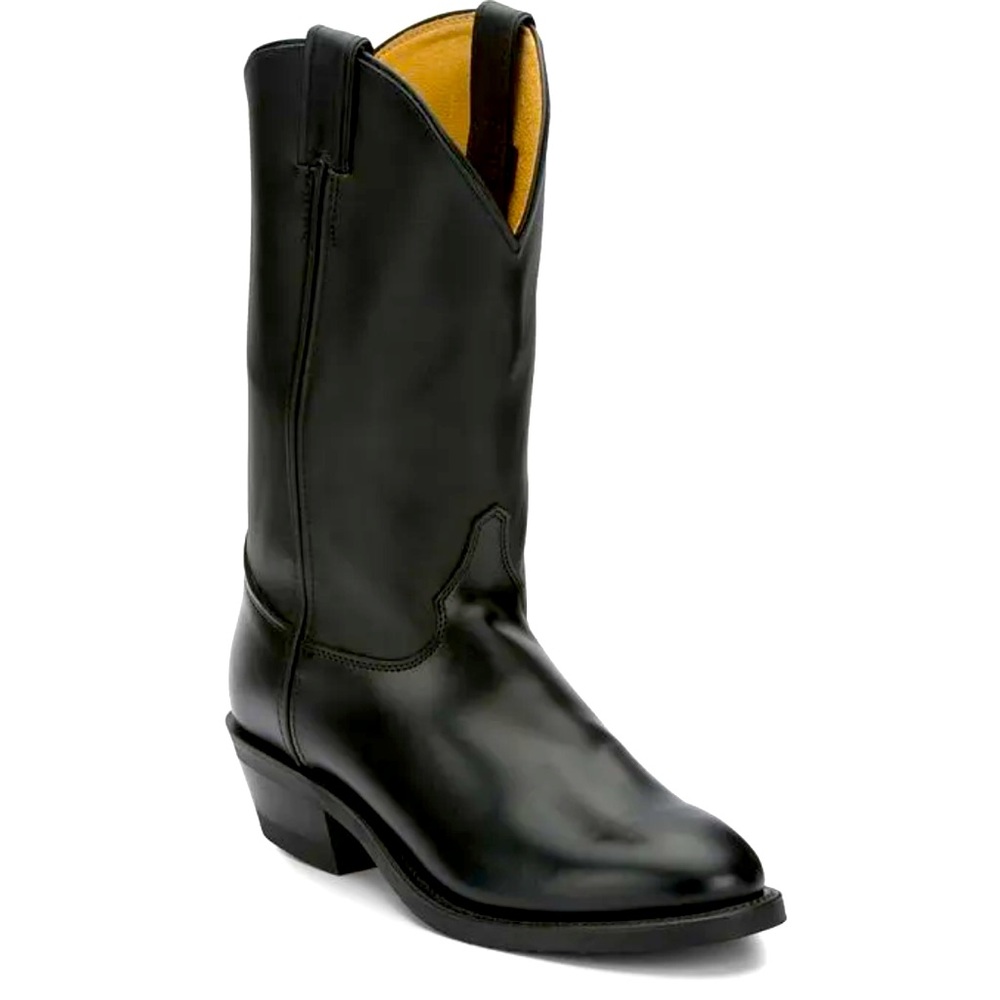 Justin Classic Western Cowboy Boots Shoes Black Leather